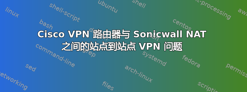 Cisco VPN 路由器与 Sonicwall NAT 之间的站点到站点 VPN 问题