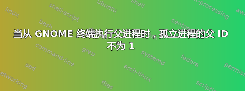 当从 GNOME 终端执行父进程时，孤立进程的父 ID 不为 1