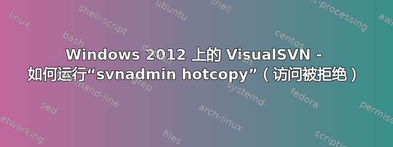 Windows 2012 上的 VisualSVN - 如何运行“svnadmin hotcopy”（访问被拒绝）