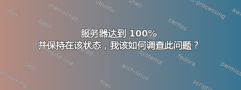 服务器达到 100% 并保持在该状态，我该如何调查此问题？