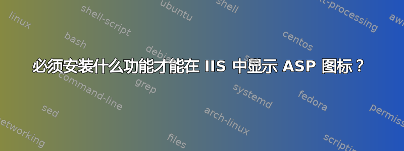 必须安装什么功能才能在 IIS 中显示 ASP 图标？