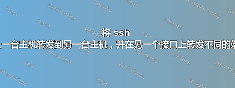 将 ssh 端口从一台主机转发到另一台主机，并在另一个接口上转发不同的端口。