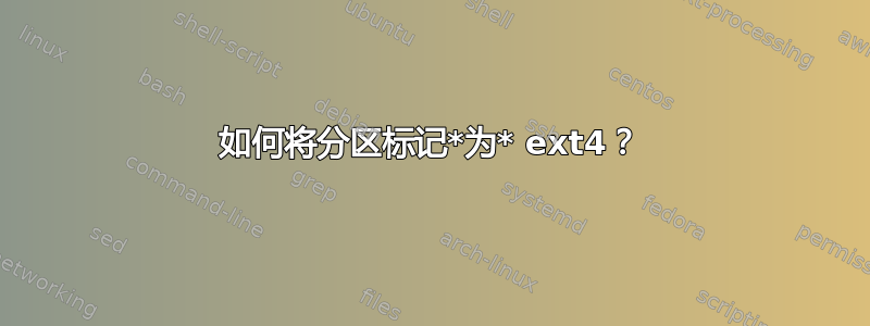 如何将分区标记*为* ext4？