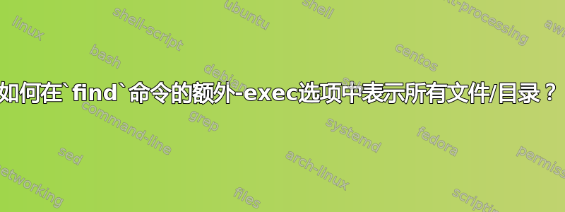 如何在`find`命令的额外-exec选项中表示所有文件/目录？