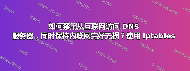 如何禁用从互联网访问 DNS 服务器，同时保持内联网完好无损？使用 iptables