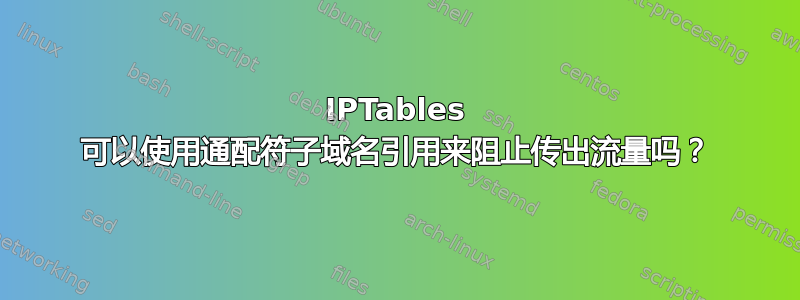 IPTables 可以使用通配符子域名引用来阻止传出流量吗？