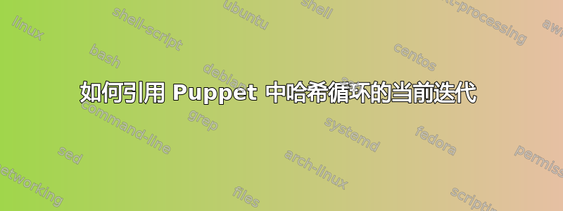 如何引用 Puppet 中哈希循环的当前迭代