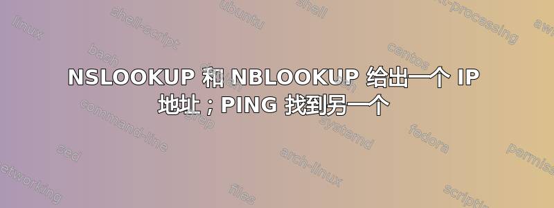 NSLOOKUP 和 NBLOOKUP 给出一个 IP 地址；PING 找到另一个