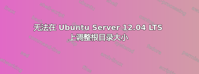 无法在 Ubuntu Server 12.04 LTS 上调整根目录大小