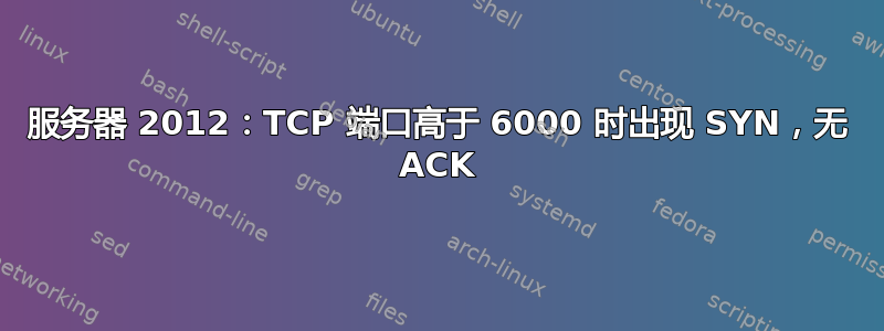 服务器 2012：TCP 端口高于 6000 时出现 SYN，无 ACK