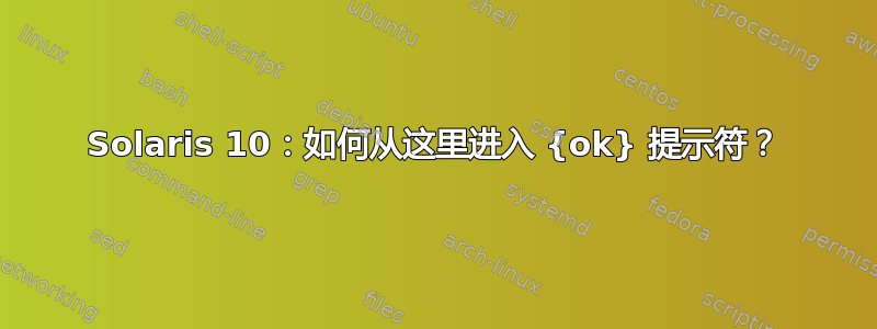 Solaris 10：如何从这里进入 {ok} 提示符？