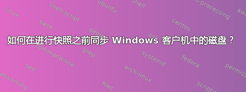 如何在进行快照之前同步 Windows 客户机中的磁盘？