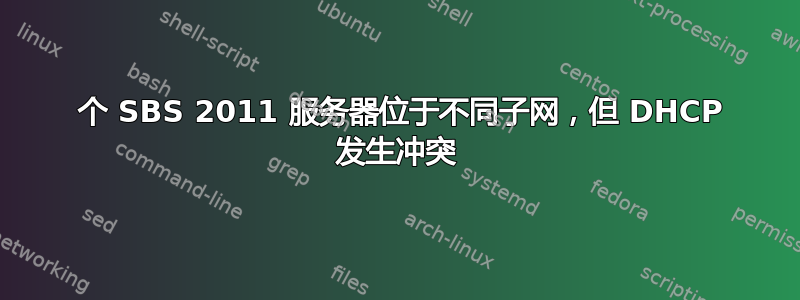 2 个 SBS 2011 服务器位于不同子网，但 DHCP 发生冲突