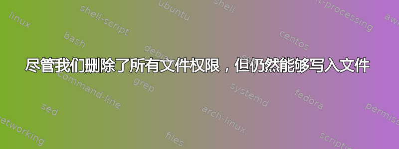 尽管我们删除了所有文件权限，但仍然能够写入文件