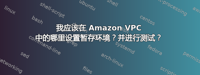 我应该在 Amazon VPC 中的哪里设置暂存环境？并进行测试？