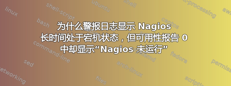 为什么警报日志显示 Nagios 长时间处于宕机状态，但可用性报告 0 中却显示“Nagios 未运行”