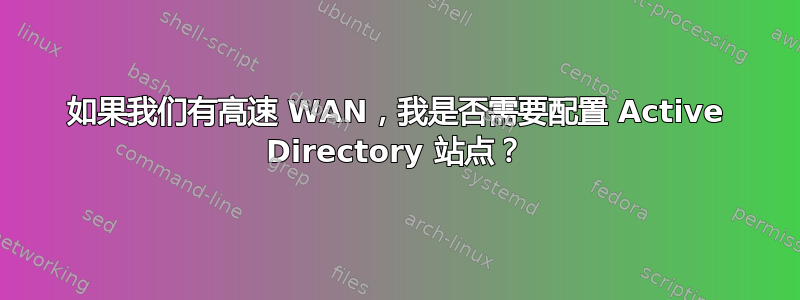 如果我们有高速 WAN，我是否需要配置 Active Directory 站点？