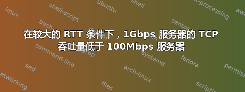 在较大的 RTT 条件下，1Gbps 服务器的 TCP 吞吐量低于 100Mbps 服务器