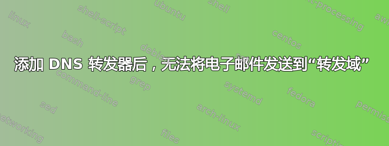 添加 DNS 转发器后，无法将电子邮件发送到“转发域”