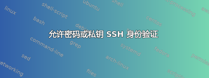 允许密码或私钥 SSH 身份验证