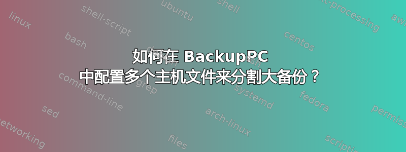 如何在 BackupPC 中配置多个主机文件来分割大备份？