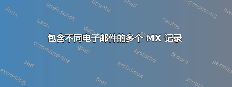 包含不同电子邮件的多个 MX 记录