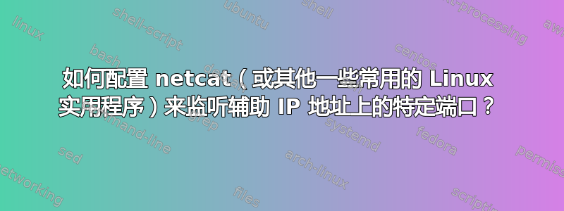 如何配置 netcat（或其他一些常用的 Linux 实用程序）来监听辅助 IP 地址上的特定端口？