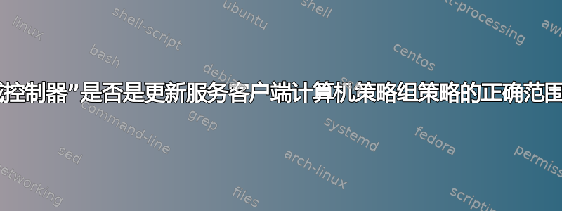 “域控制器”是否是更新服务客户端计算机策略组策略的正确范围？