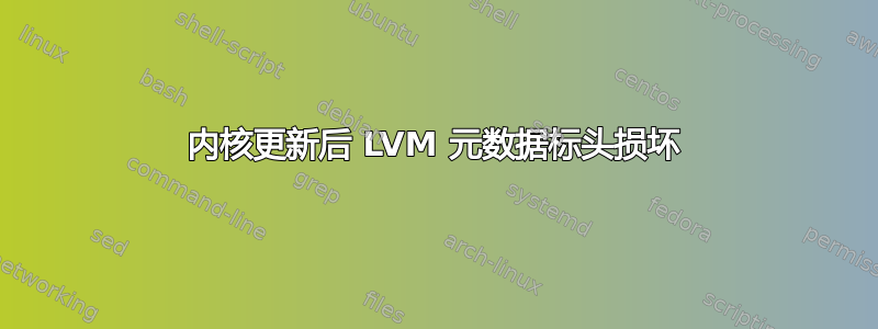 内核更新后 LVM 元数据标头损坏