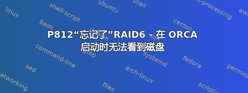 P812“忘记了”RAID6 - 在 ORCA 启动时无法看到磁盘