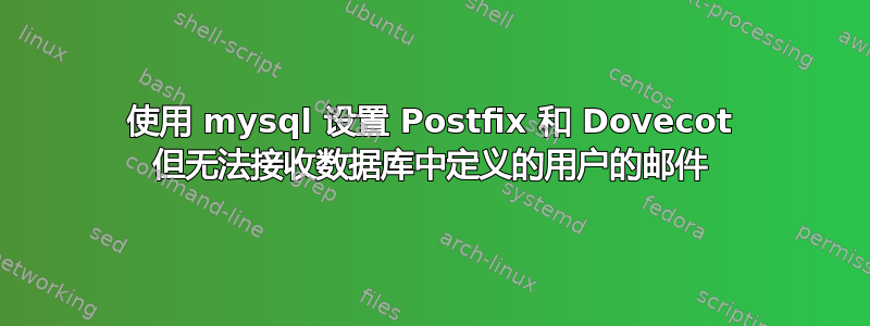 使用 mysql 设置 Postfix 和 Dovecot 但无法接收数据库中定义的用户的邮件