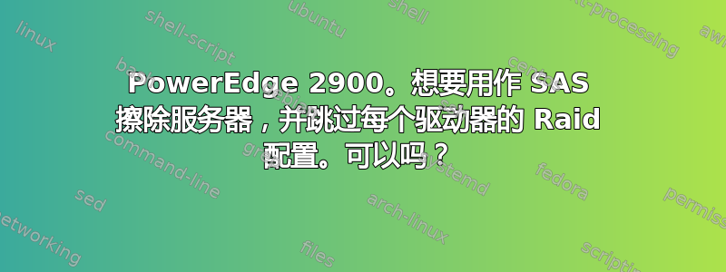 PowerEdge 2900。想要用作 SAS 擦除服务器，并跳过每个驱动器的 Raid 配置。可以吗？