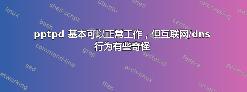 pptpd 基本可以正常工作，但互联网/dns 行为有些奇怪