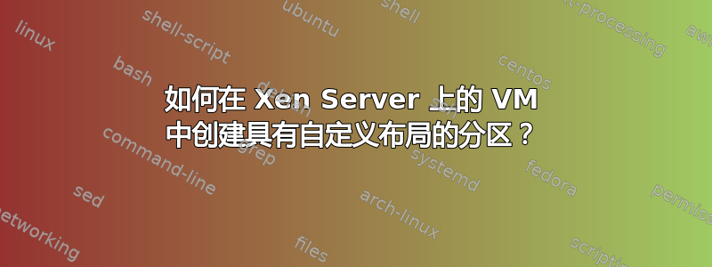 如何在 Xen Server 上的 VM 中创建具有自定义布局的分区？