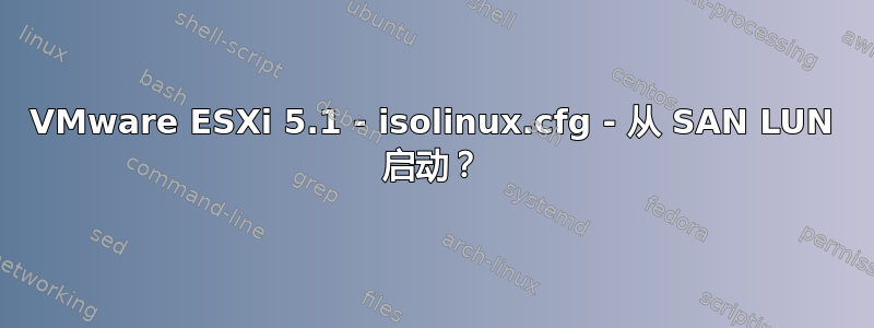 VMware ESXi 5.1 - isolinux.cfg - 从 SAN LUN 启动？