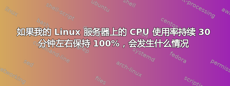 如果我的 Linux 服务器上的 CPU 使用率持续 30 分钟左右保持 100%，会发生什么情况