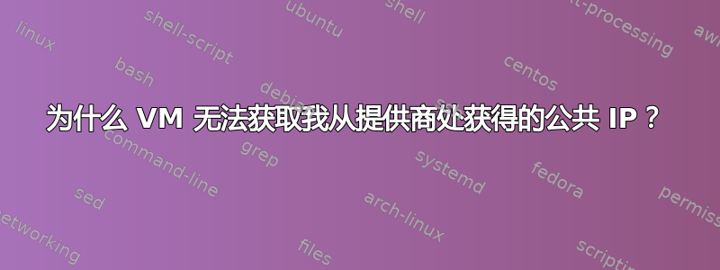 为什么 VM 无法获取我从提供商处获得的公共 IP？