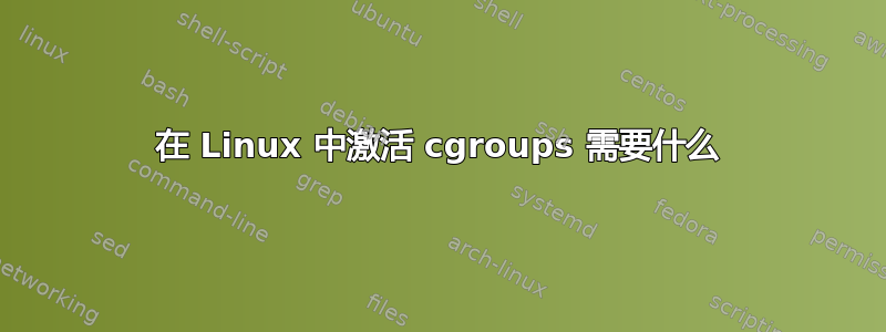 在 Linux 中激活 cgroups 需要什么