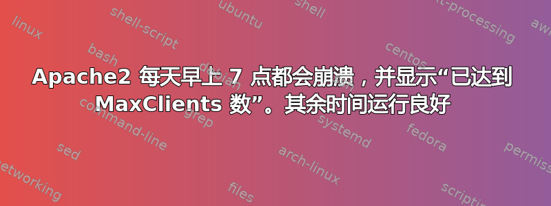 Apache2 每天早上 7 点都会崩溃，并显示“已达到 MaxClients 数”。其余时间运行良好