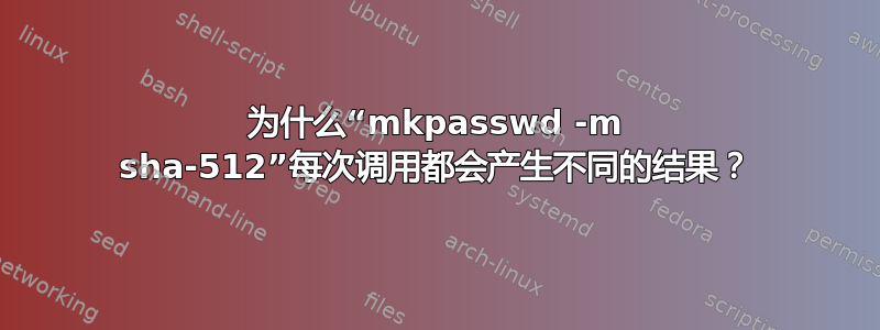 为什么“mkpasswd -m sha-512”每次调用都会产生不同的结果？