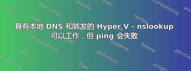 具有本地 DNS 和转发的 Hyper V - nslookup 可以工作，但 ping 会失败