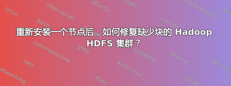 重新安装一个节点后，如何修复缺少块的 Hadoop HDFS 集群？