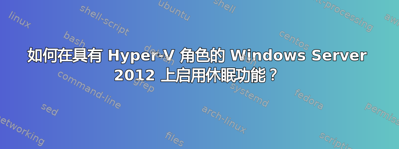 如何在具有 Hyper-V 角色的 Windows Server 2012 上启用休眠功能？