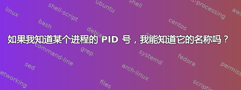 如果我知道某个进程的 PID 号，我能知道它的名称吗？