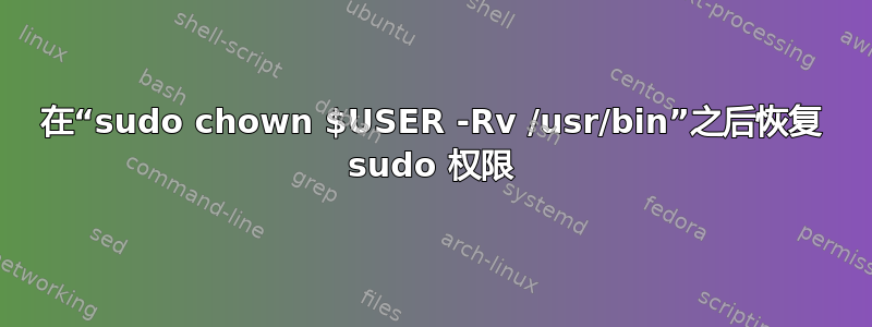 在“sudo chown $USER -Rv /usr/bin”之后恢复 sudo 权限