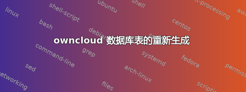 owncloud 数据库表的重新生成