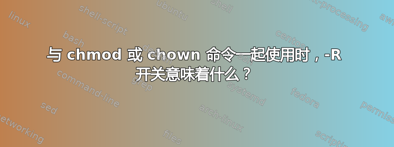 与 chmod 或 chown 命令一起使用时，-R 开关意味着什么？