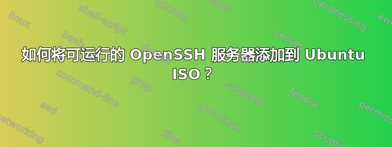 如何将可运行的 OpenSSH 服务器添加到 Ubuntu ISO？