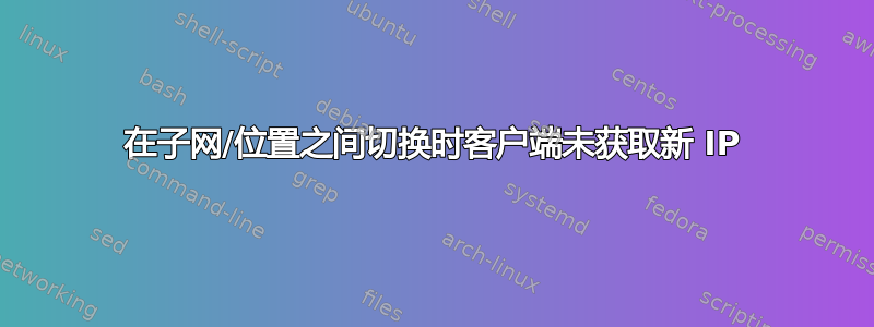 在子网/位置之间切换时客户端未获取新 IP