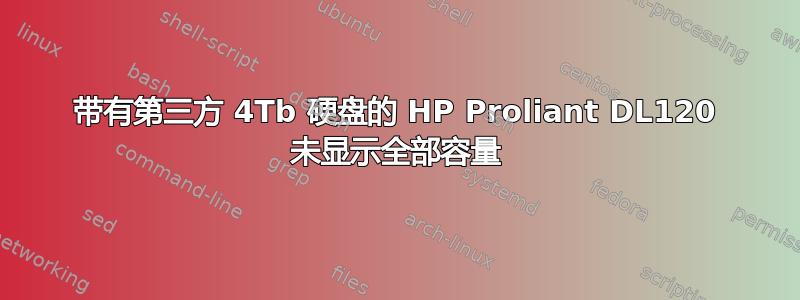 带有第三方 4Tb 硬盘的 HP Proliant DL120 未显示全部容量